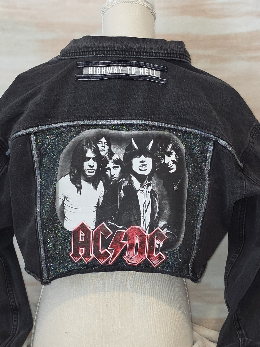 AC/DC Black Cropped Jean Jacket - Women's Band Denim